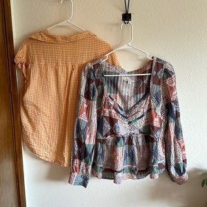 American eagle quilted crop blouse